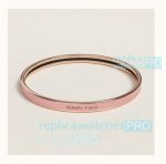 Replica Hermes Uni Extra-narrow Bracelet Pink Enamel and Rose Gold Metal